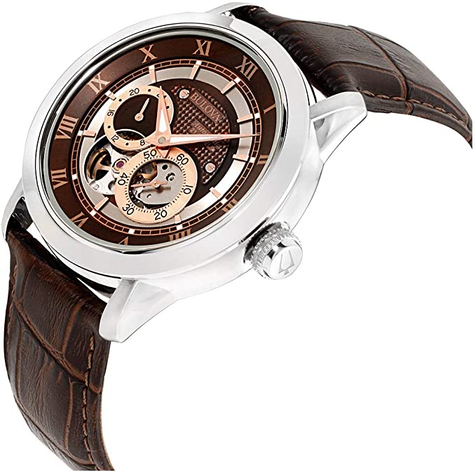 Bulova Men s Brown Leather and Stainless Steel Water resistant