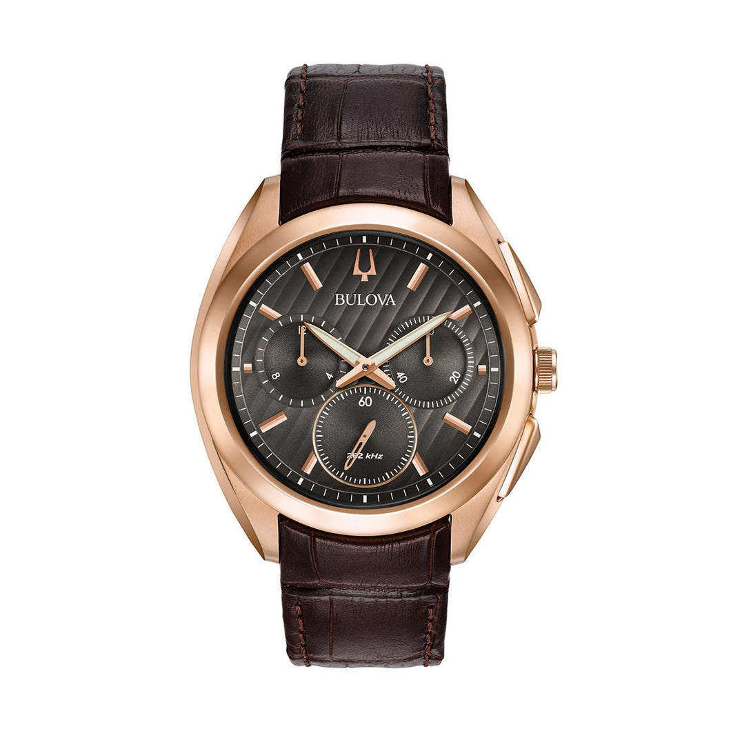 Bulova Men's CURV Leather Chronograph Watch