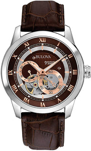 Bulova Men's  Brown Leather and Stainless Steel Water-resistant Watch