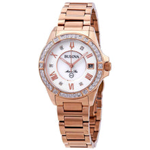 Load image into Gallery viewer, Bulova Ladies Rose Gold Tone Marine Star Diamond Watch with MOP Dial

